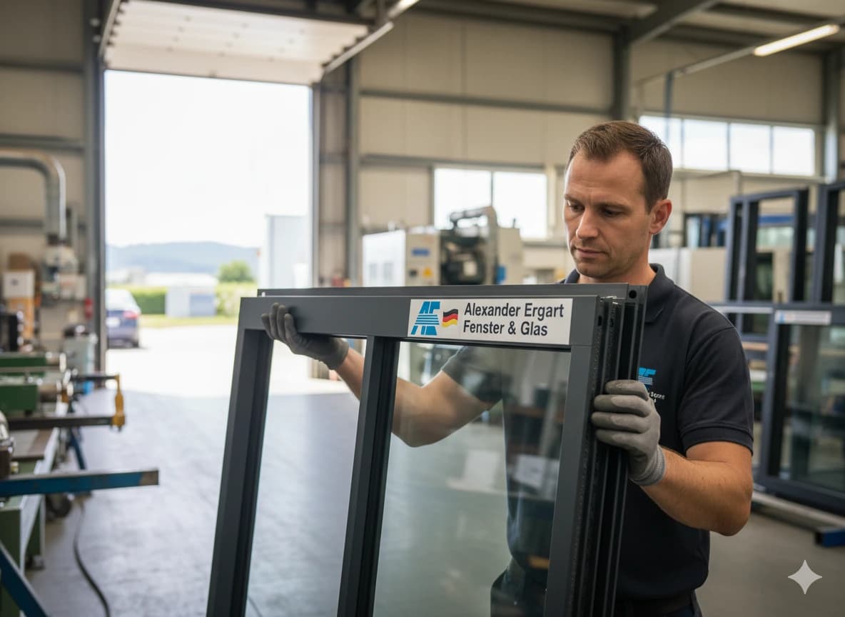 Neue Fensterfront eines Wohnhauses nach dem Fensteraustausch