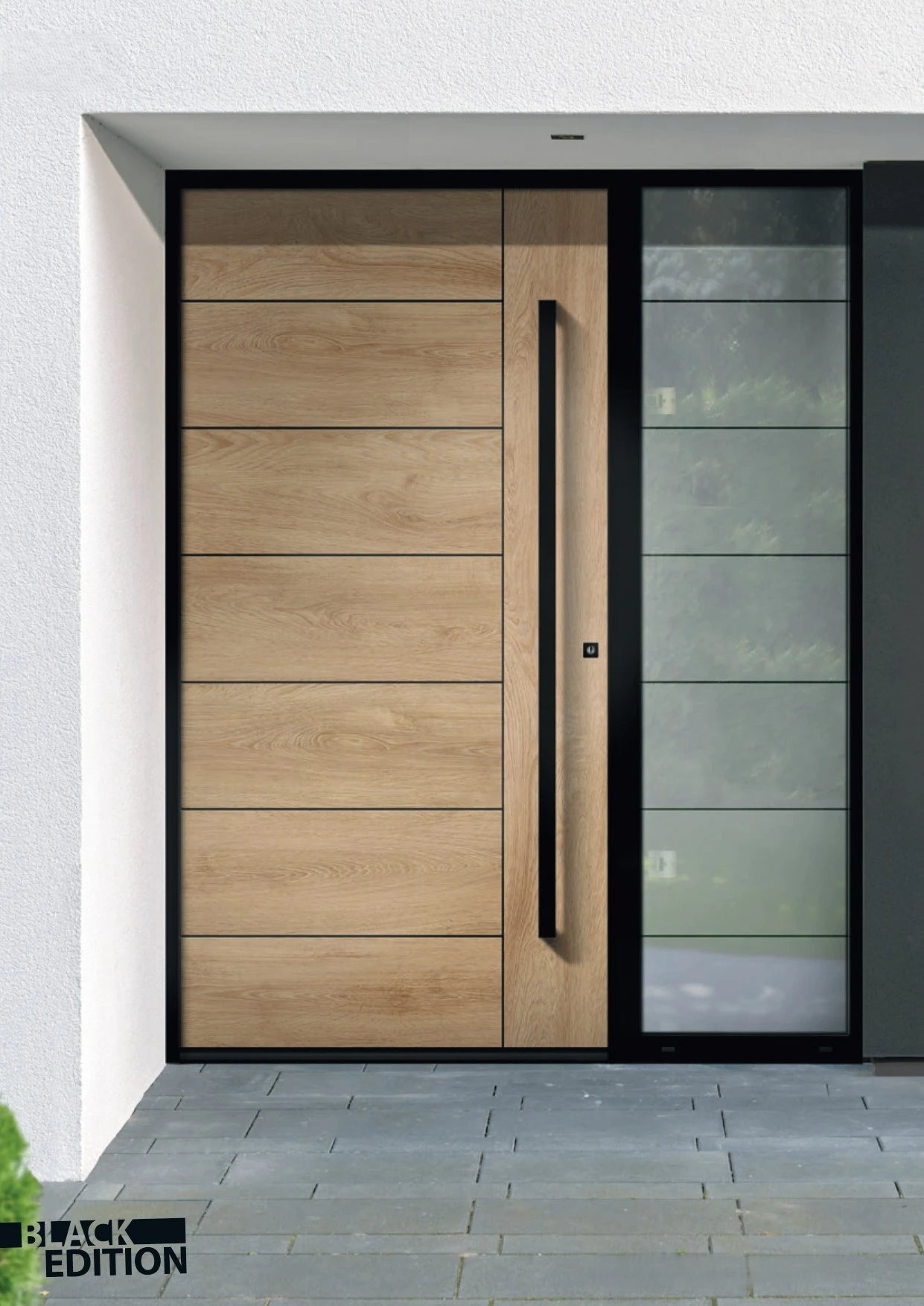 Moderne Haustür in täuschend echter Holzoptik